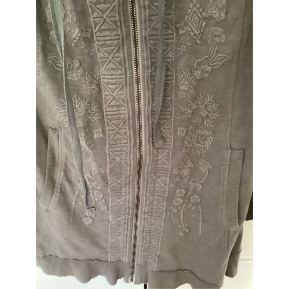 Soft Surroundings Womens Corinna Full Zip Hoodie Sz S Embroidered Clay Brown - Picture 4 of 8